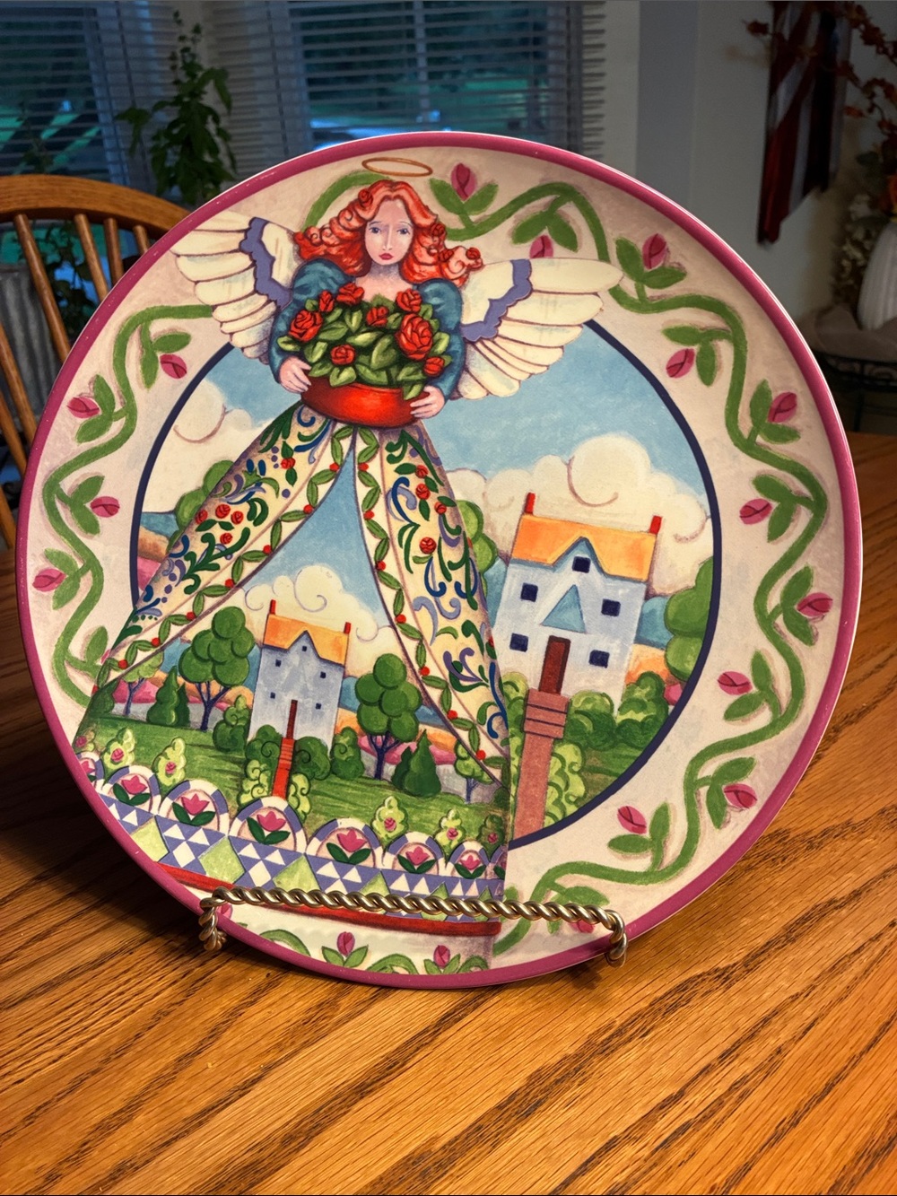 Angels Hand-Painted Ceramic Angel Plate in Pink, Green, Blue
Jim Shore, “Summer”